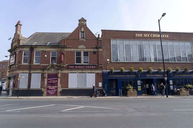 The former Wakey Tavern and Wetherspoon's The Six Chimneys pubs on Kirkgate, Wakefield. The Wetherspoon pub is closing for a £3million refurbishment as it's extended into the adjacent building. (Photo by Scott Merrylees/National World)