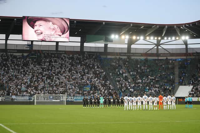 MISSED OPPORTUNITY: For special tributes to Her Majesty The Queen, Elizabeth II, shown on the big screen as hosts FC Zurich took on Arsenal in Switzerland in Thursday night's Europa League clash, say the FSA. Photo by Christian Kaspar-Bartke/Getty Images.