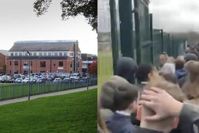 A protest was staged at the school. Images: Simon Hulme/submit