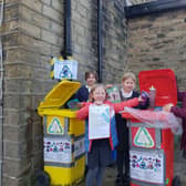 Pictured above: Pupils Sofia Shannon, Alice Manning, Alice Brooder & Willow Lumb from Nields Academy with its Sistema® Food Storage Container and Reusable Bottle Free Recycling Programme collection box.