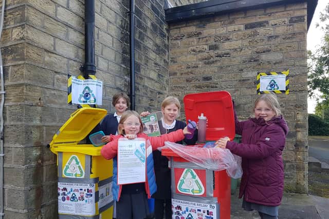 Pictured above: Pupils Sofia Shannon, Alice Manning, Alice Brooder & Willow Lumb from Nields Academy with its Sistema® Food Storage Container and Reusable Bottle Free Recycling Programme collection box.