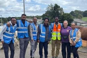 A team of Amazon volunteers helped with installing mats for the charity.
