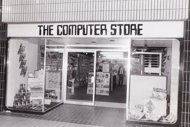 The Computer Store boated two floors of tech at its base in the Trinity Street Arcade. Pictured in October 1985.
