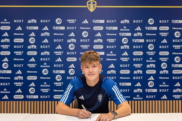 Leeds United confirm the signing of 16-year-old Scottish youth striker Lewis Pirie (Pic: Leeds United)