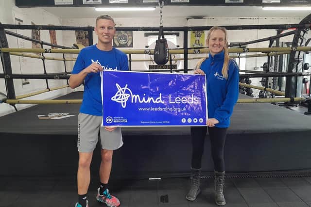 (L-R) Josh Wisher, Professional Boxer, and Gemma Green, Fundraising Officer for Leeds Mind