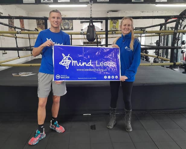 (L-R) Josh Wisher, Professional Boxer, and Gemma Green, Fundraising Officer for Leeds Mind