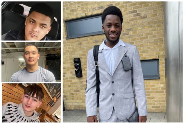 Four people have been stabbed to death in Leeds since the year began. Clockwise from top left are Daneiko Ferguson, Trust Gangata, Jamie Meah and Peter Wass. Pictures: West Yorkshire Police