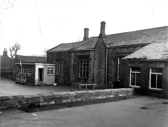 The rear of Armley National School or Armley Higher Grade School which opened in 1832 and closed in 1966. It was located on Chapel Lane. Pictured in December 1967.