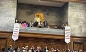 Protesters from Acorn Leeds interrupted the Leeds City Council meeting