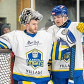 CONFIDENT: Leeds Knights' netminder, Sam Gospel (left), pictured with team-mate, Fin Bradon. Picture: Ben Gordon/Knights Media.