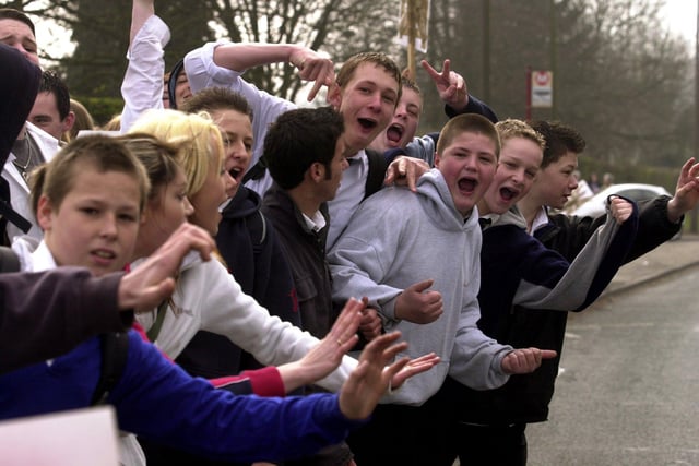 Another photo of Guiseley School pupils protesting against the war in Iraq outside St Mary's School, Menston in March 2003.