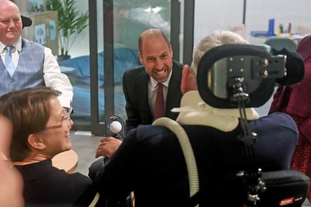 The Prince of Wales pictured chatting to patient Ian Flatt with his wife Rachel. Picture taken by Yorkshire Post Photographer Simon Hulme
