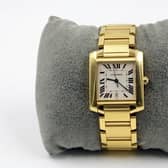 The Cartier watch that was found in a bag of donations at a British Heart Foundation branch in Hounslow, west London, and verified in Leeds. The watch sold at auction for almost £10,000, with the funds going to the British Heart Foundation (Photo: British Heart Foundation)