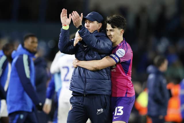 PRAISE: From interim Sunderland manager Mike Dodds, pictured with Luke O'Nien after Tuesday night's goalless draw against Championship hosts Leeds United at Elland Road. Picture by Richard Sellers/PA Wire.