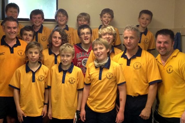 This picture shows players from Buxton Hockey Club's new team, Buxton Badgers, who narrowly lost their first-ever match 2-1 against Ashby Badgers.