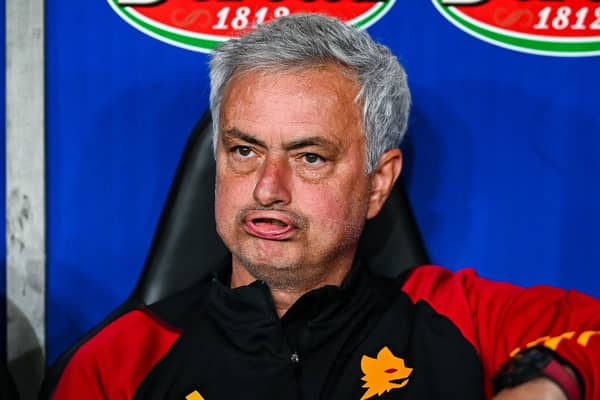 José Mourinho, head coach of Roma, puffs out his cheeks as his side fall to defeat in Genoa (Photo by Simone Arveda/Getty Images)