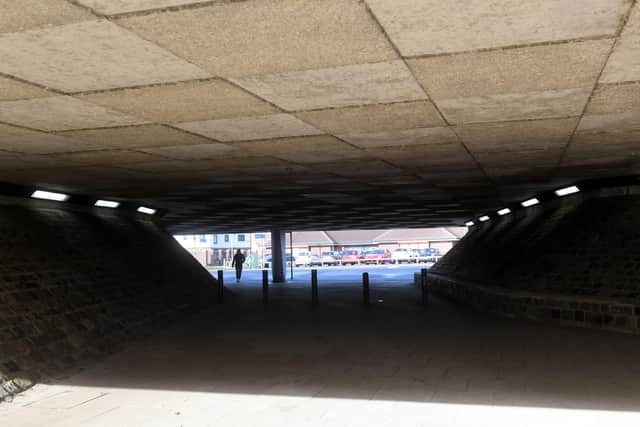 The underpass under the M621, near where the man was stabbed in Holbeck, Leeds.