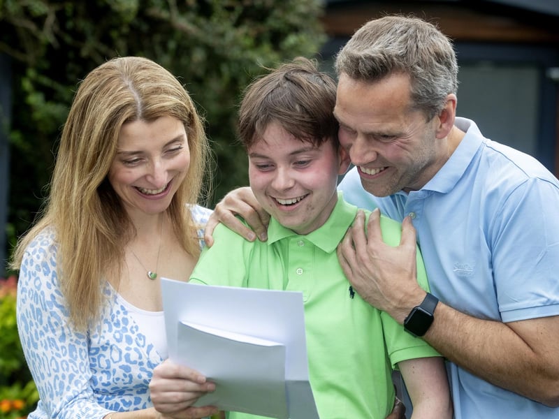Seb Murphy, 16, from Guiseley, Leeds, has faced formidable hurdles since being diagnosed, aged three, with acute lymphoblastic leukaemia (ALL) and today he is celebrating scoring a 9, five 8s and three 7s in his nine GCSEs.