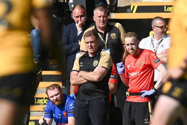 Castleford Tigers coach Ryan Carr watches his side's win against Leeds Rhinos two weeks ago. Picture by Matthew Merrick/SWpix.com.