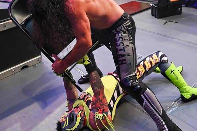 Rey Mysterio took on Seth Rollins in an 'Eye for an Eye' match (Photo: WWE.com)