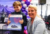Six-year-old Tyler Grannon meets Shadow Transport Secretary Louise Haigh.