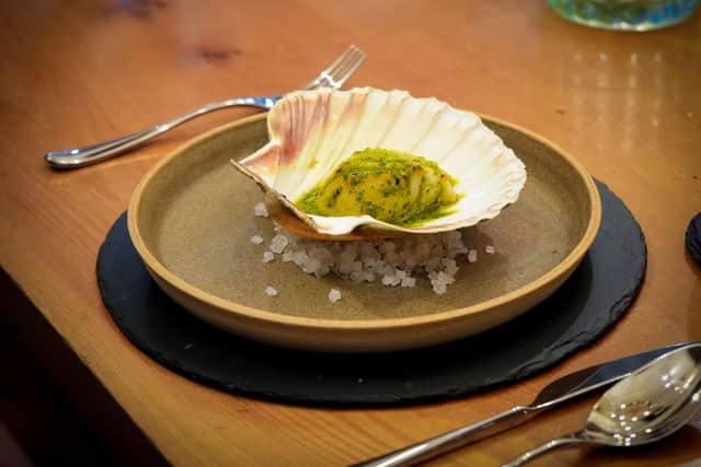 One of the scallop dishes served on The Three Chimneys menu with scallops dived for by David