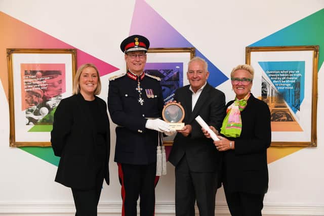 Photo shows: MD of ThinkOTB Jo Waddington, HM Lord-Lieutenant of West Yorkshire, Ed Anderson CBE  and ThinkOTB co-founders Mark Davies and Tina Catling and ThinkOTB.