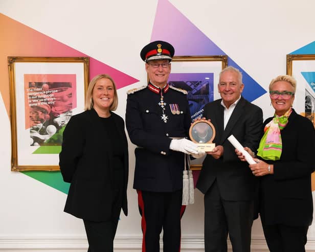 Photo shows: MD of ThinkOTB Jo Waddington, HM Lord-Lieutenant of West Yorkshire, Ed Anderson CBE  and ThinkOTB co-founders Mark Davies and Tina Catling and ThinkOTB.