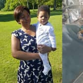 Bahatt Ibrahim with her son Emmanuel Mingeley. Emmanuel was diagnosed with brain damage and cerebral palsy after his mum tested positive for Group B Strep. Bahatt is now working to raise awareness of the infection and what early diagnosis can do.