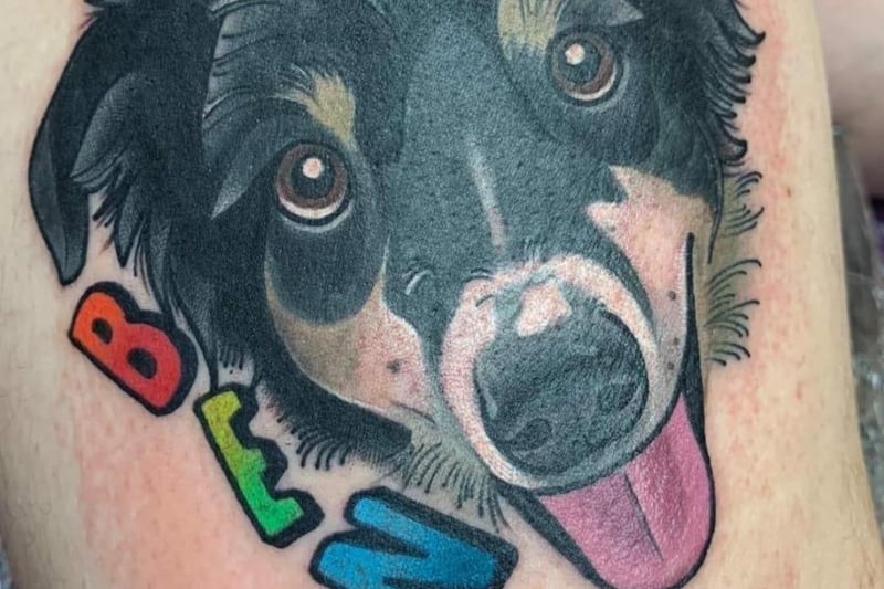 Elliot Davies said: "Our late pooch Ben done by the incredibly talented Sam Nancy at Tower of Hearts Tattoo."