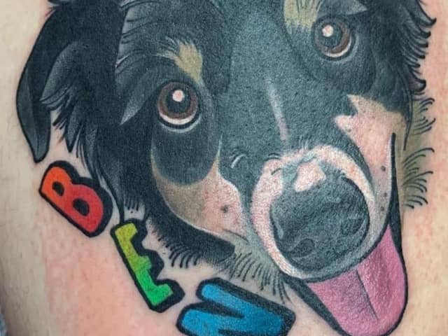 Elliot Davies said: "Our late pooch Ben done by the incredibly talented Sam Nancy at Tower of Hearts Tattoo."