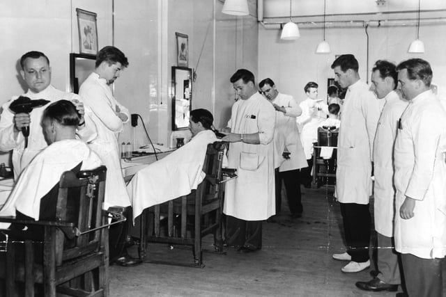 Trainee hairdressers at a Government Training Centre on Dewsbury Road in September 1960.