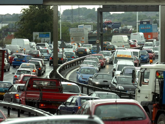 Torrential rain brought cars to a standstill on the Leeds Inner Ring Road in August 2004.
