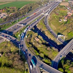 The M62 near junction 29 Lofthouse Interchange
