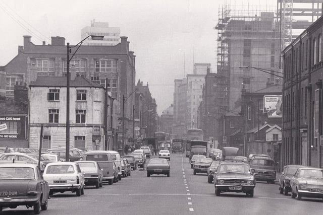 Leeds city centre was undergoing a clean up in April 1973 which provided a stark contrast to grime and muck of Wellington Street.