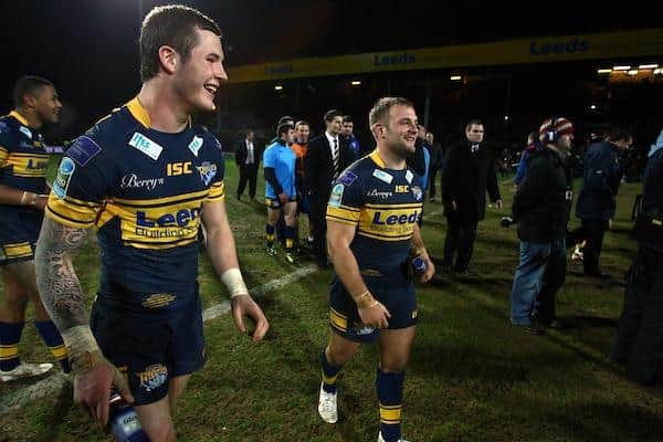 Paul McShane, right with Kallum Watkins and Zak Hardaker, was a World Club Challenge winner for Leeds Rhinos against Manly Sea Eagles 13 yearsago this month. Picture by Vaughn Ridley/SWpix.com.