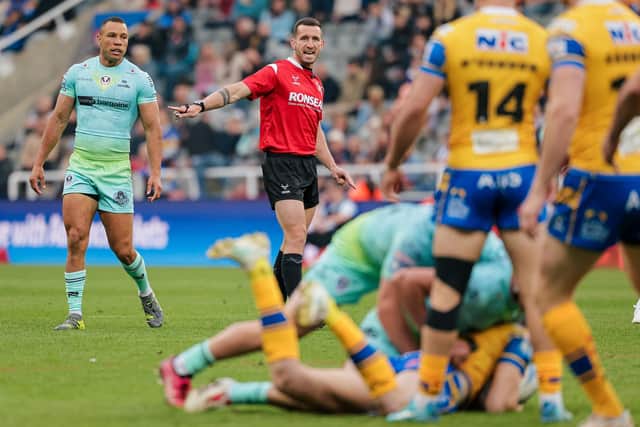 Jack Smith seen refereeing Leeds Rhinos' Magic Weekend win against St Helens. Picture by Alex Whitehead/SWpix.com.