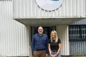 Simon Banks owner of TAB Wakefield with Helen McDonald outside Solupak