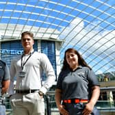Aim2Learn graduates Ben (l), Madalina (r) now with Circet, alongside Drew Cairns of Circet (centre) in Leeds.