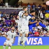 SOLDIERING ON: Leeds United's Weston McKennie, centre, for the USA against El Salvador. Photo by Julio Aguilar/Getty Images.
