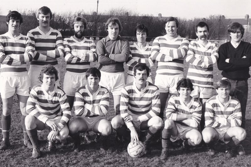 Kippax Welfare. members of the West Yorkshire League, pictured in January 1982. Back row, from left, are David Mosby, John  Smart, Graham Strong, Mick Charles, Harry Bates, John Bennett, Stephen Bates and Paul Eastwood. Front row, from left, are Sean Carritt, Ken Glendinning (captain), Nigel Tickner and Eroic Young.