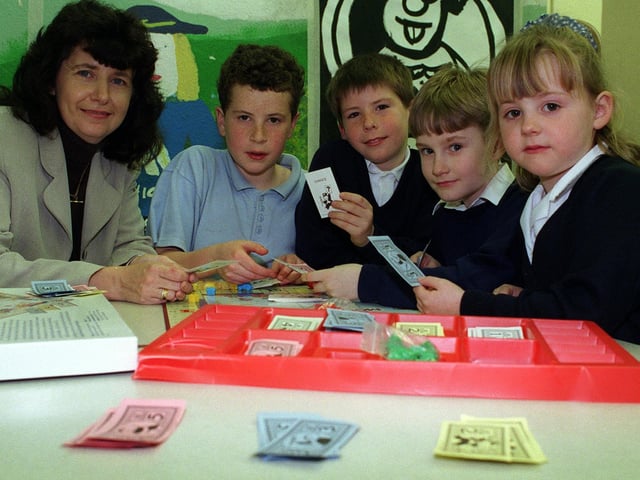 North Seacroft Playstation After School Club at Project Base on Kentmere Avenue in Seacroft in March 1998. Pictured, from left, are Beverley Hare, Scott Howells, Ben Kavanagh, Ian McCarthy and Bethany McCarthy.