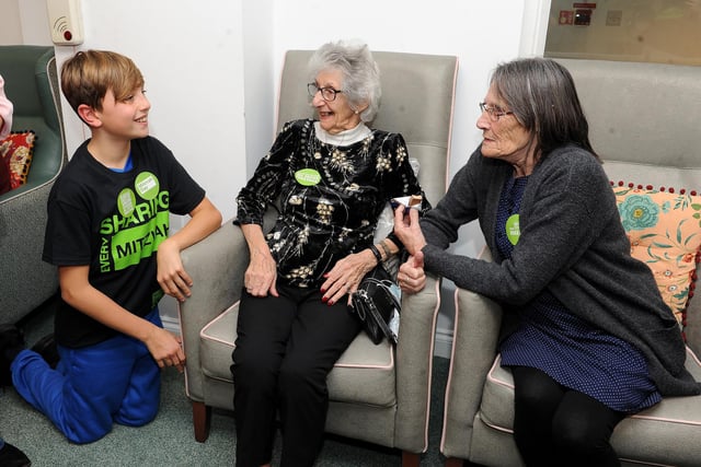 Mitzvah Day at the Leeds Jewish Housing Association where Brodetsky School pupils chatted to residents.