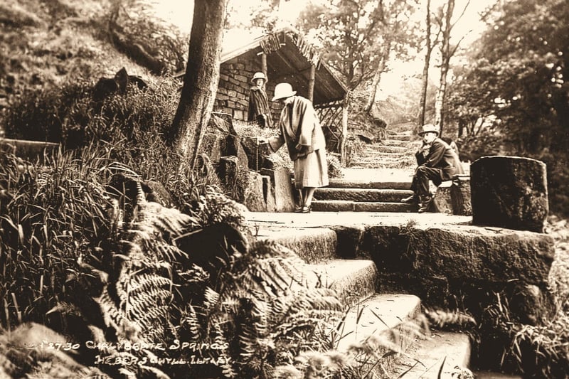 The chalybeate spring at the top of Heber’s Ghyll in the 1920s.