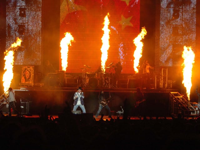 Guns 'n' Roses on stage in 2010.