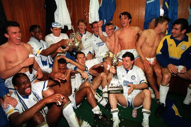 Leeds United celebrate winning the 1992 First Division