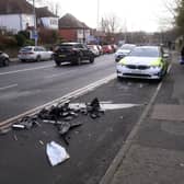 The aftermath of a three-car crash in Harrogate Road, Chapel Allerton, Leeds, that was reported shortly before 7.30am on January 16. Photo: Simon Hulme.