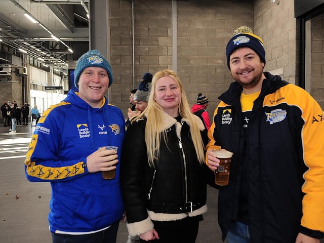 Fans enjoy a Boxing Day beer before Rhinos' Festive Challenge derby against Wakefield Trinity.