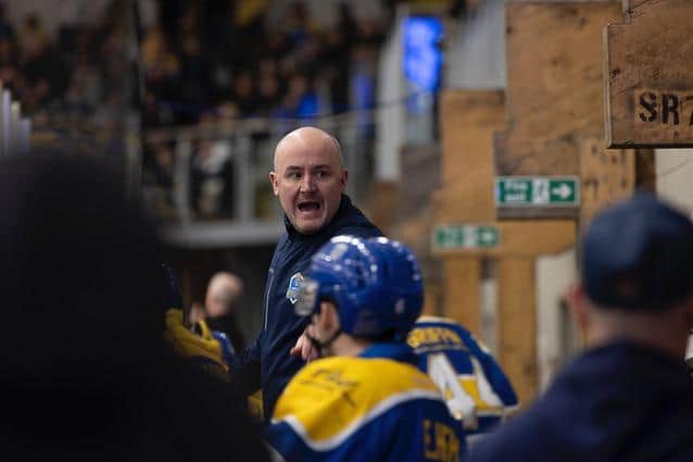 Leeds Knights coach Ryan Aldridge issues instructions. (Picture courtesy of John Victor)