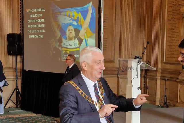 House of Commons Speaker and RFL president Sir Lindsay Hoyle at the civic event in memory of Leeds Rhinos great Rob Burrow. Picture by Peter Smith.